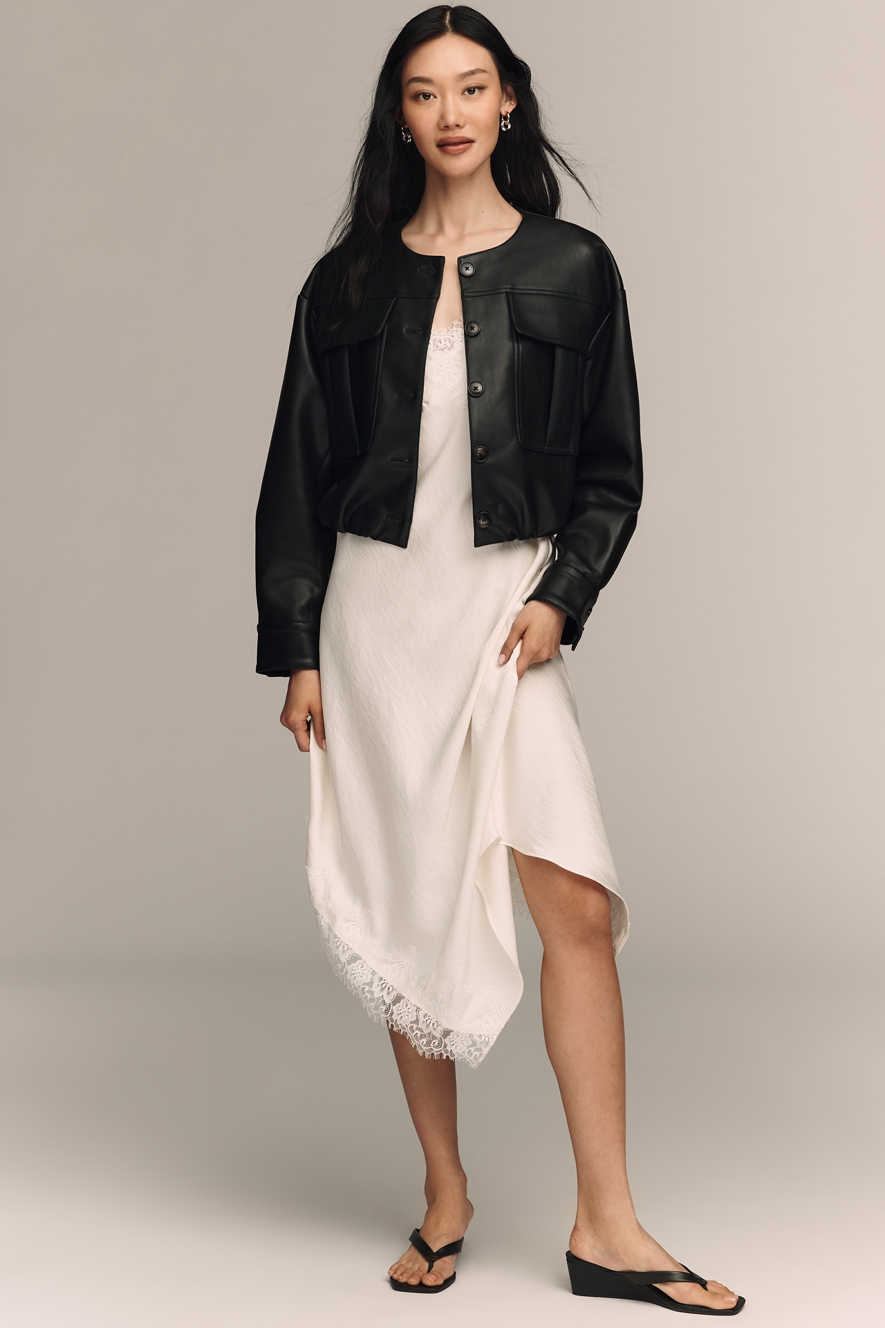 Endless Rose Coated Round-Neck Jacket