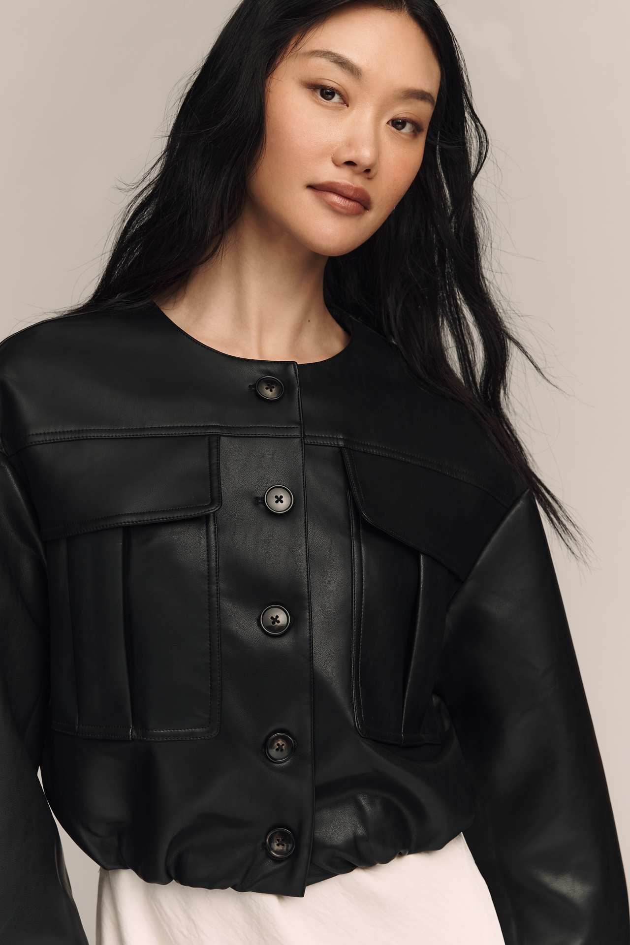 Endless Rose Coated Round-Neck Jacket