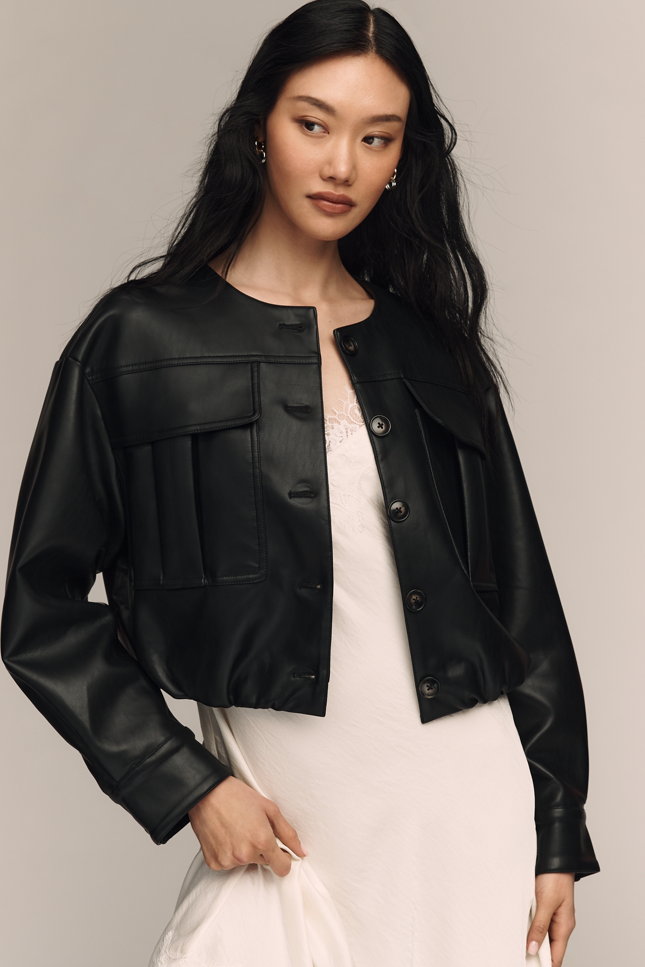 Endless Rose Coated Round-Neck Jacket