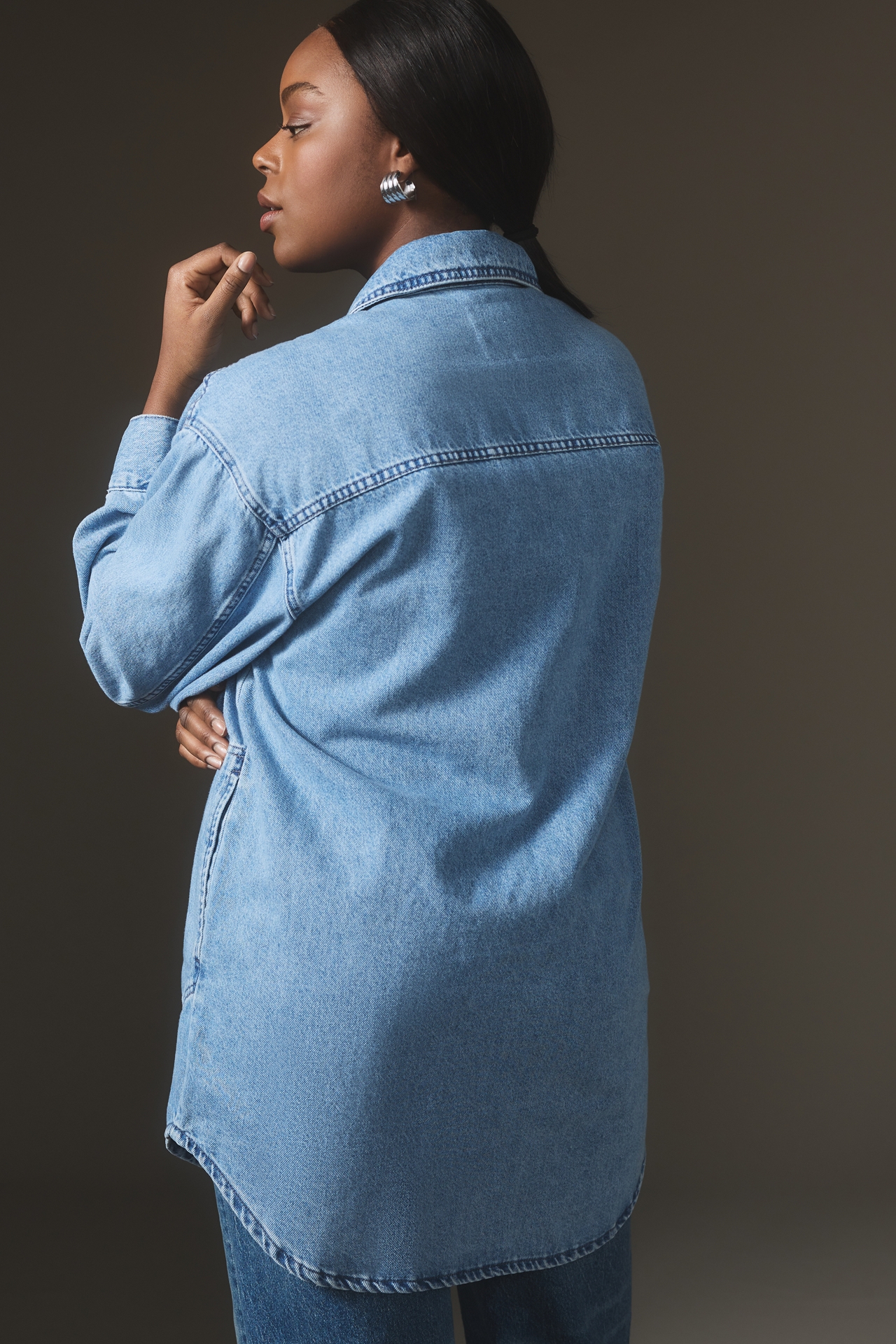 The Tillie Relaxed Denim Shacket by Pilcro