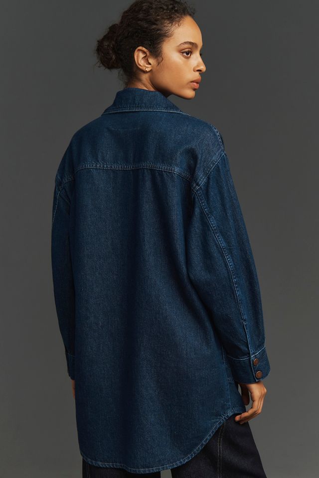 The Tillie Relaxed Denim Shacket by Pilcro | Anthropologie