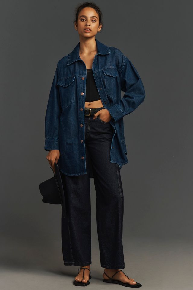 The Tillie Relaxed Denim Shacket by Pilcro | Anthropologie