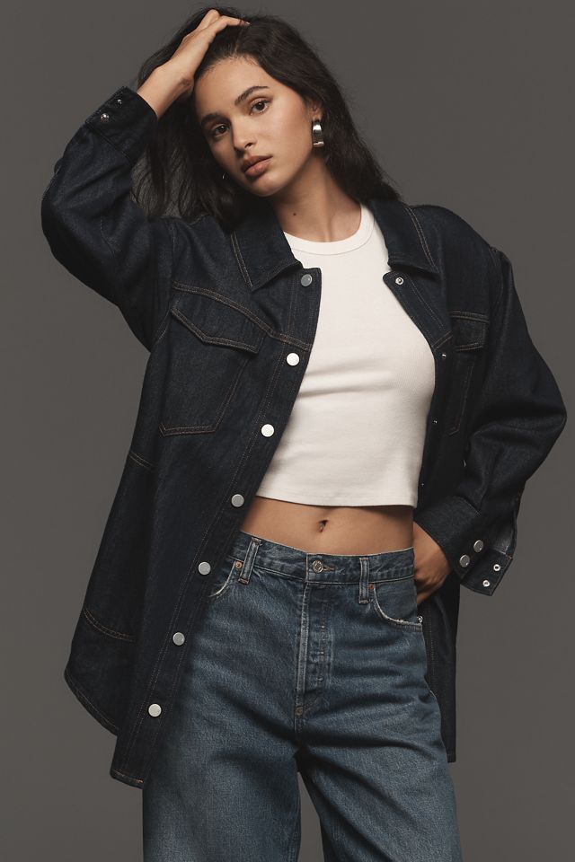 The Tillie Relaxed Denim Shacket by Pilcro #2