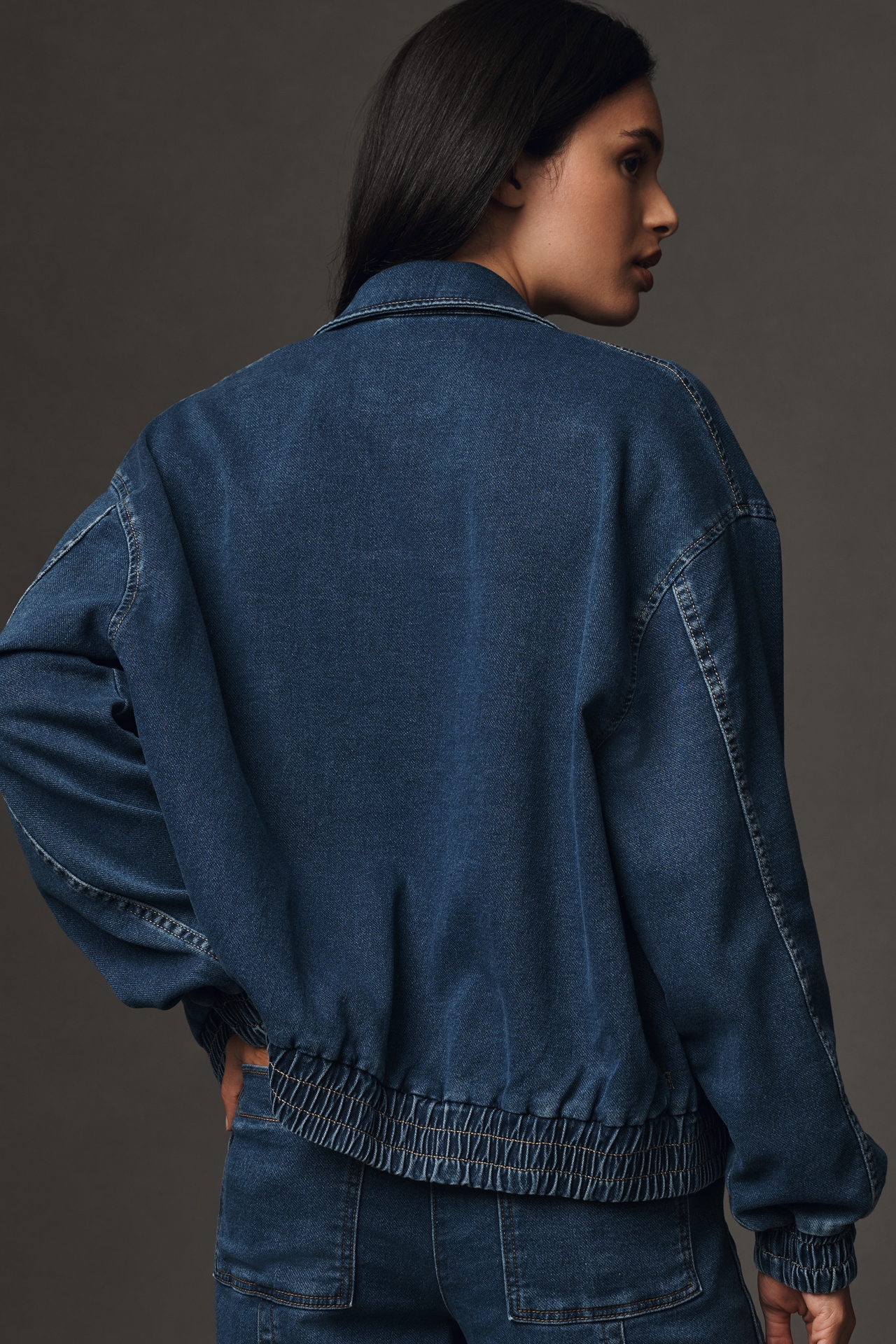 The Rylie Bomber Jacket by Pilcro: Denim-Knit Edition