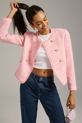 Maeve Double-Breasted Tweed Jacket | Anthropologie