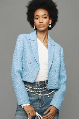 Maeve Tweed Cropped Blazer | Anthropologie