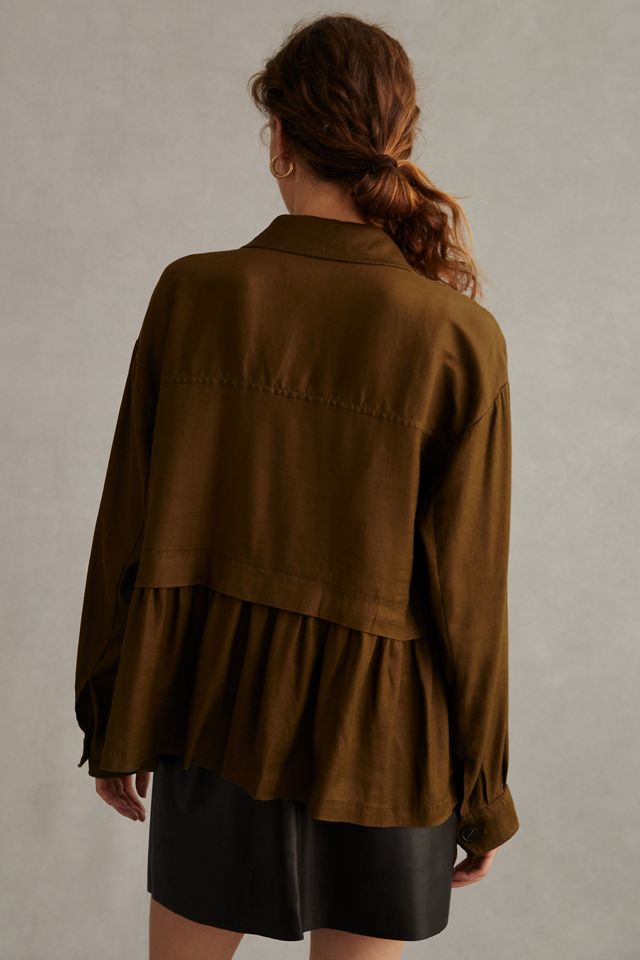 Maeve Flounced Utility Shirt Jacket #1