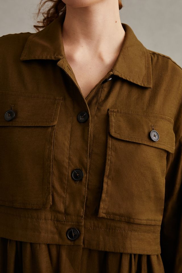 Maeve Flounced Utility Shirt Jacket #2