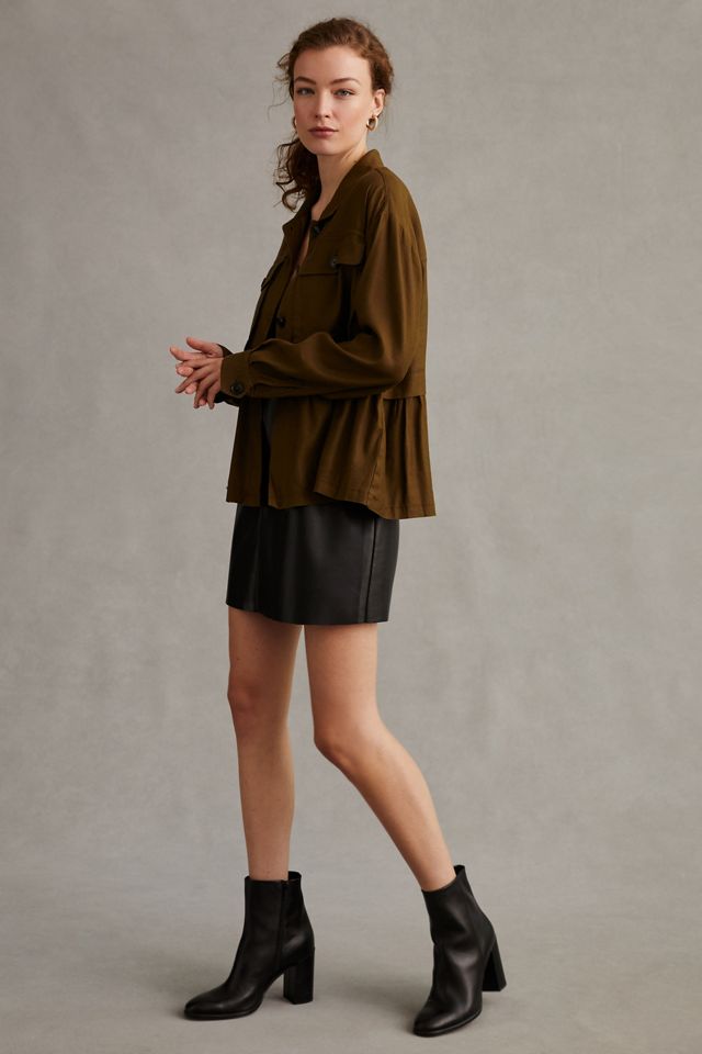 Maeve Flounced Utility Shirt Jacket #3