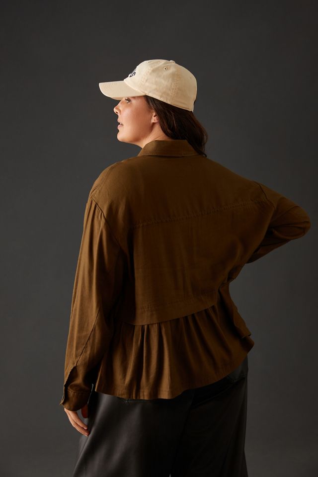 Maeve Flounced Utility Shirt Jacket #7