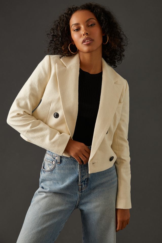 Maeve Cropped Double-Breasted Jacket | Anthropologie