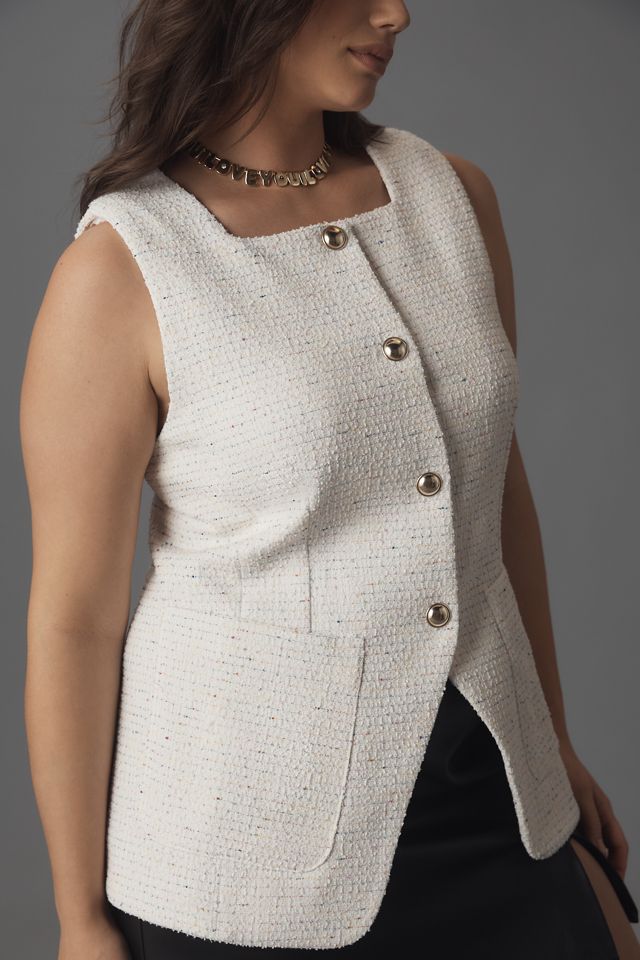 Maeve Square-Neck Tweed Vest #7