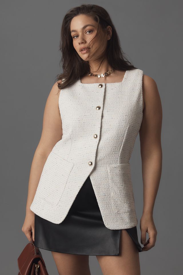 Maeve Square-Neck Tweed Vest #4