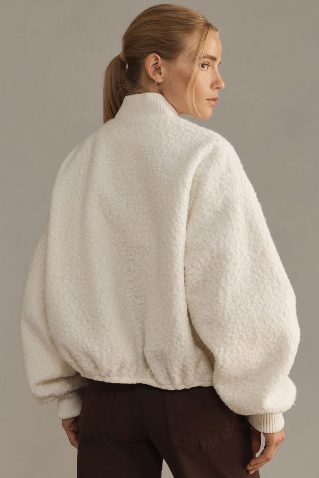 By Anthropologie Geraffte Ärmel Teddy Fleece Bomberjacke #1