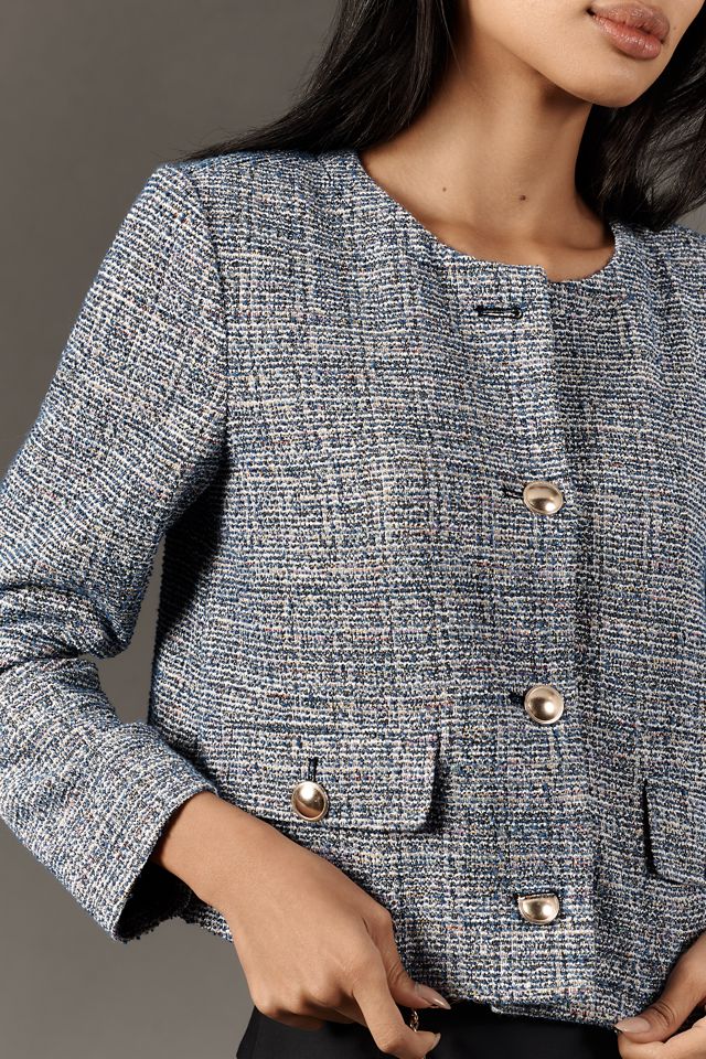 Maeve Knit Tweed Blazer Jacket #4