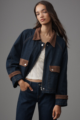 Frnch Zola Denim Chore Jacket In Blue