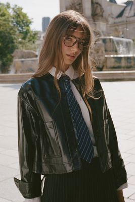 FRNCH Patent Faux-Leather Jacket