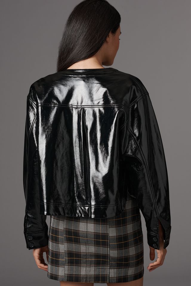 FRNCH Patent Faux-Leather Jacket #4
