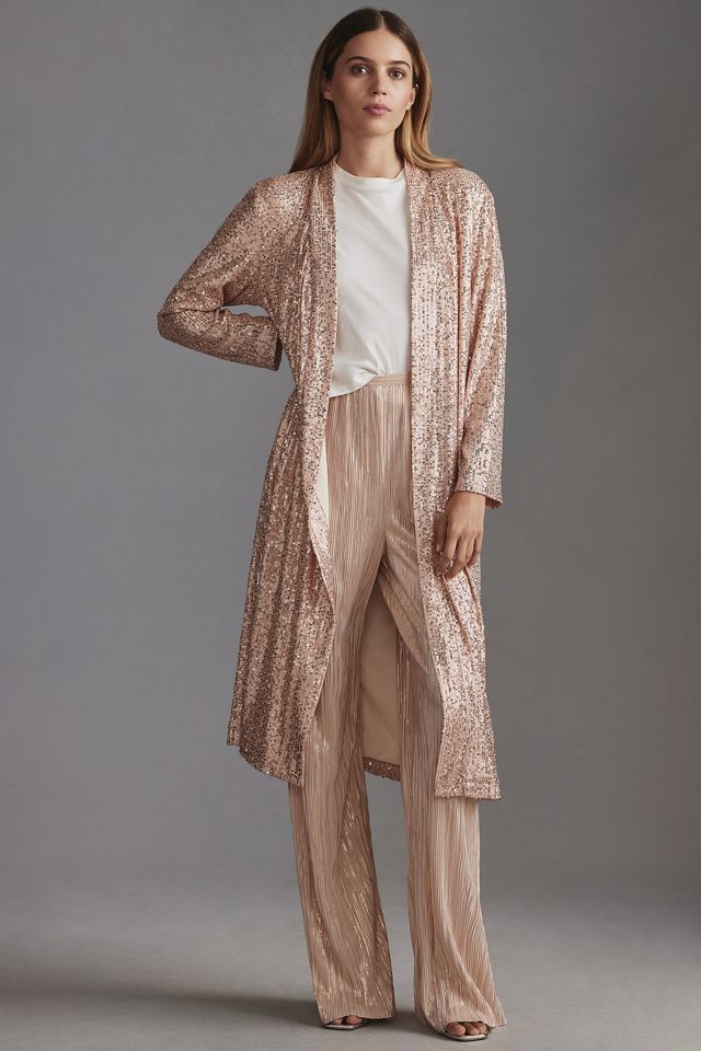 Sequin Holiday Duster- Gold