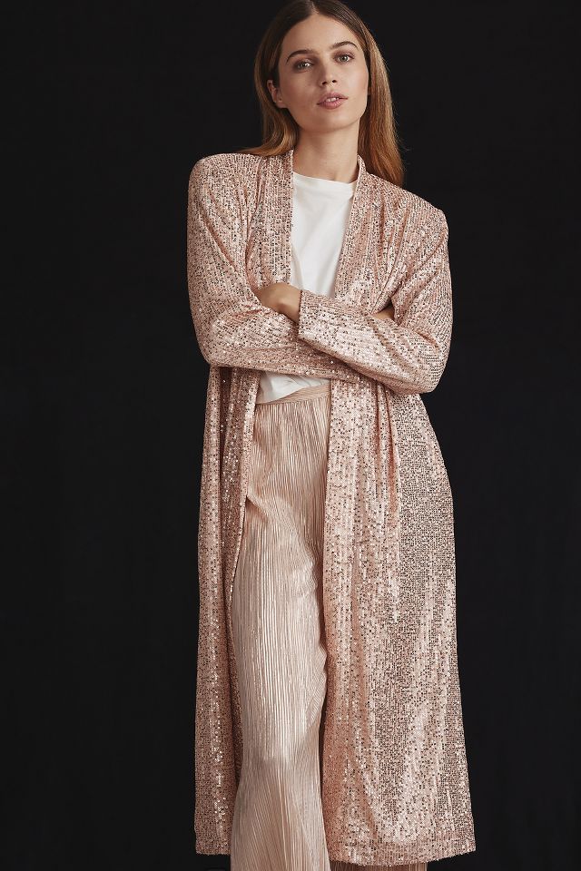 Sequin Holiday Duster- Gold