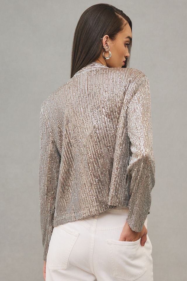 Anthropologie Mare Mare Sequin Duster Taupe Longline Jacket