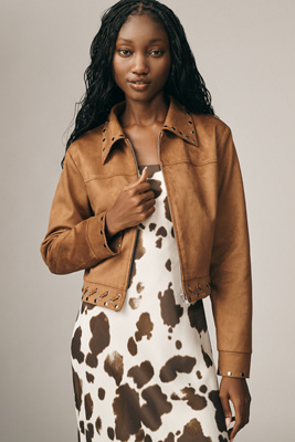 Mare Mare Faux-suede Studded Jacket In Sand