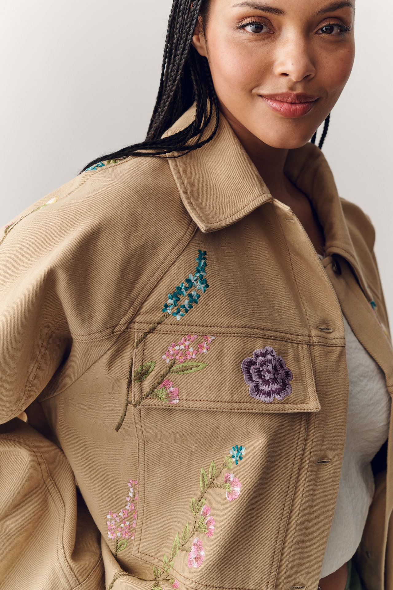 By Anthropologie Floral Embroidered Jacket