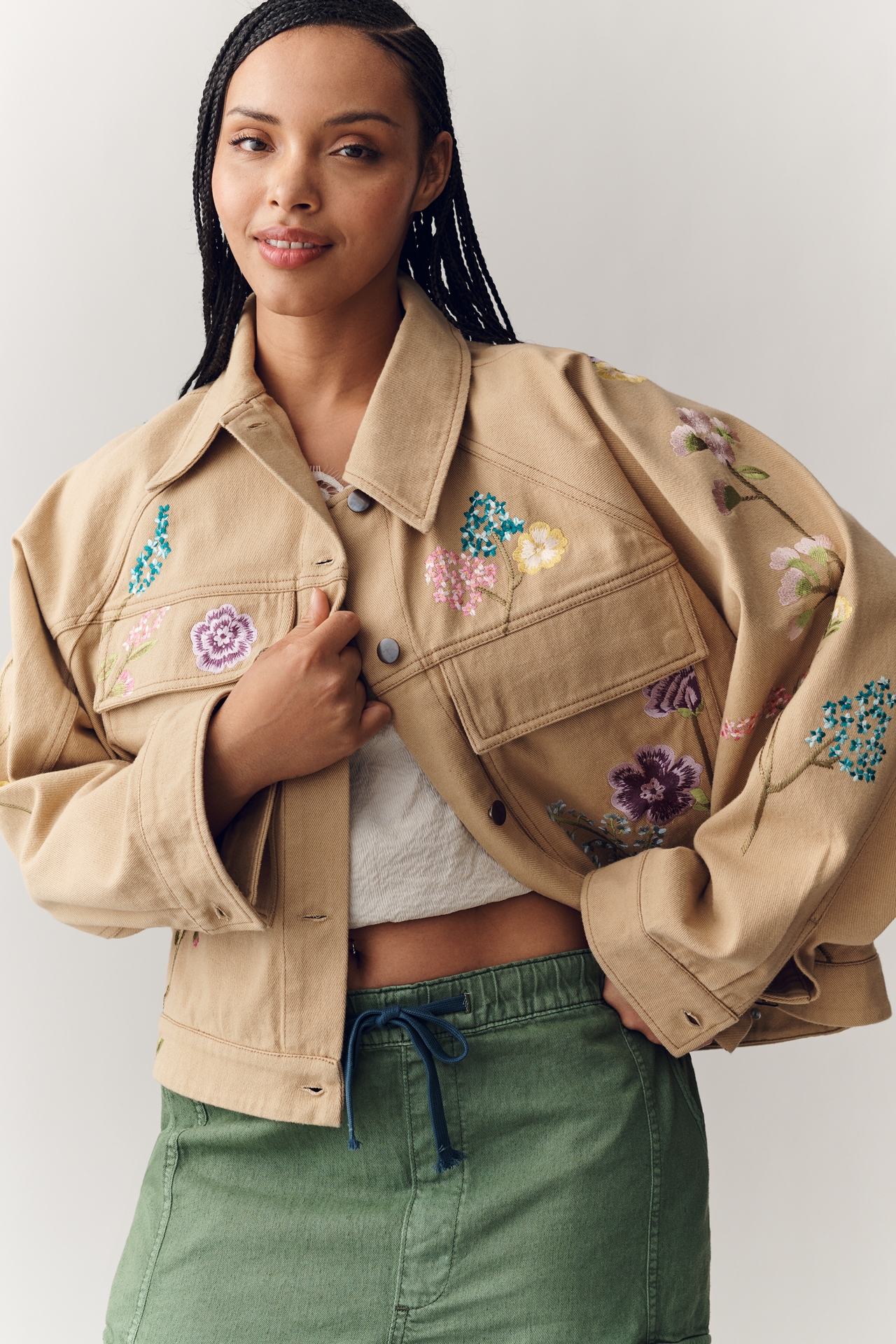 By Anthropologie Floral Embroidered Jacket