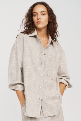 Rolla's Oversized Denim Shirt Jacket In Grey