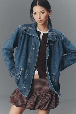 Etica Sonora Bohemian Denim Barn Jacket In Blue
