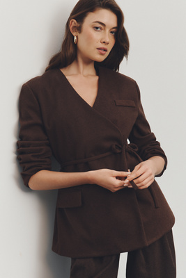4th & Reckless Luca Wrap Blazer Jacket In Brown