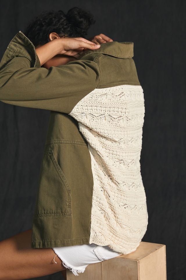 Crochet-Back Denim Utility Jacket #1