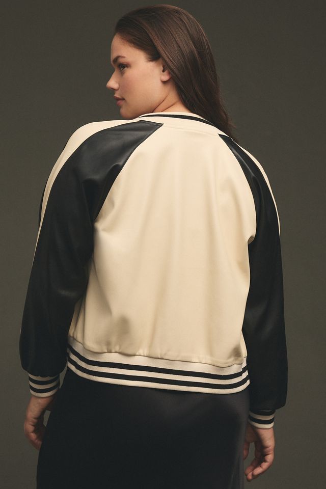 By Anthropologie Colorblock Faux Leather Bomber Jacket #2