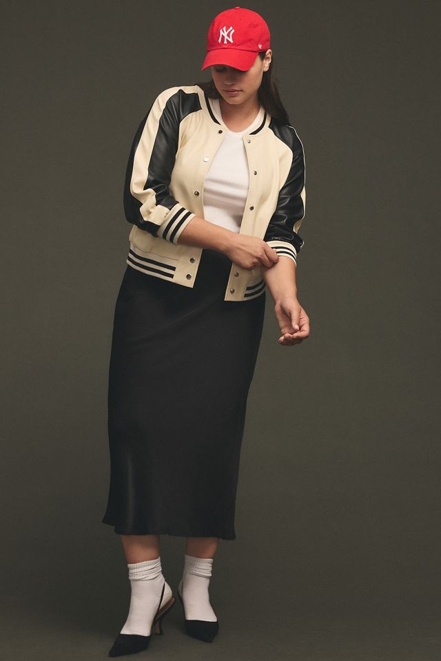 By Anthropologie Colorblock Faux Leather Bomber Jacket #3