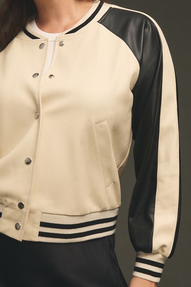 By Anthropologie Colorblock Faux Leather Bomber Jacket #4