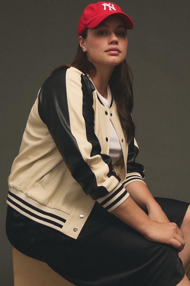 By Anthropologie Colorblock Faux Leather Bomber Jacket #1