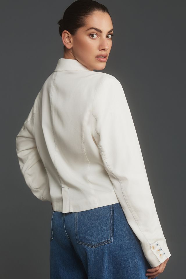 By Anthropologie Cropped Washed Denim Jacket #5