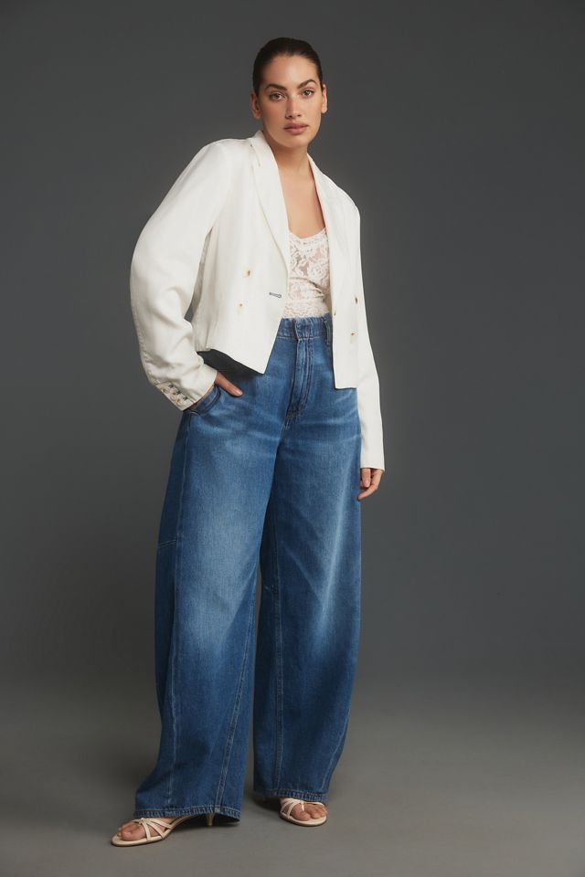 By Anthropologie Cropped Washed Denim Jacket #6