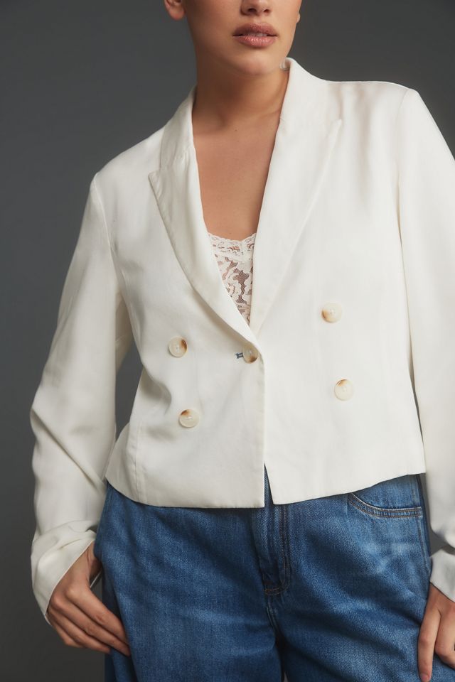 By Anthropologie Cropped Washed Denim Jacket #7