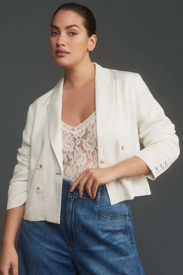 By Anthropologie Cropped Washed Denim Jacket #4
