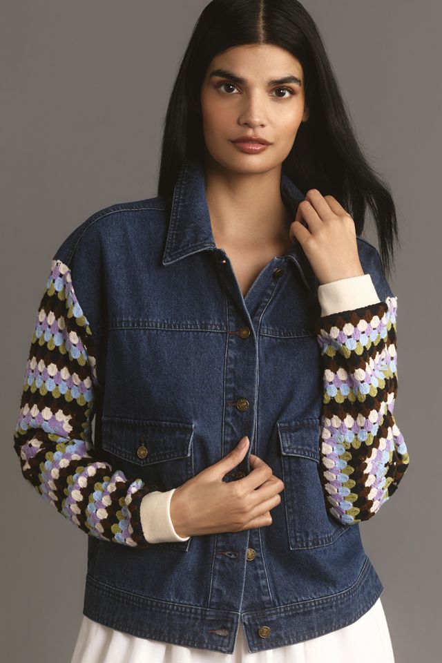 By Anthropologie Crochet-Sleeve Denim Jacket | Anthropologie