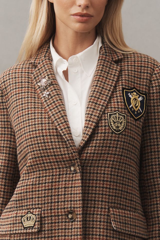 By Anthropologie Patches Houndstooth Blazer