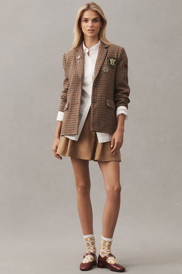 By Anthropologie Patches Houndstooth Blazer #4