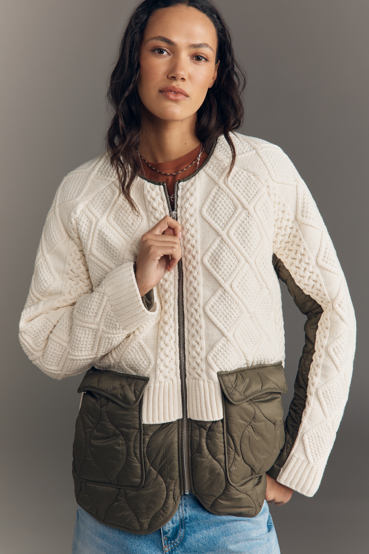 By Anthropologie Mixed Knit Jacket