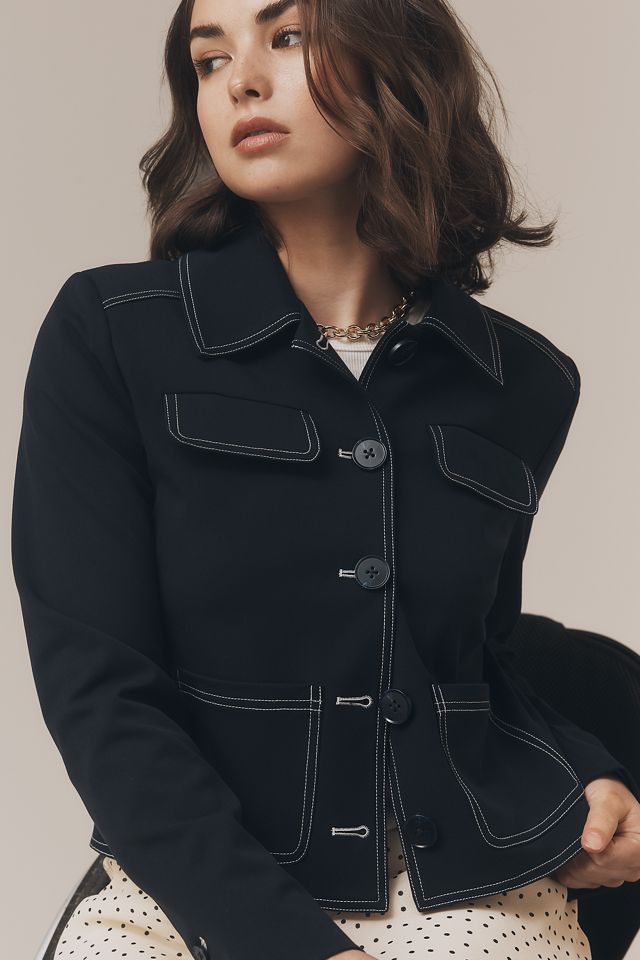 Central Park West Topstitch Knit Jacket | Anthropologie