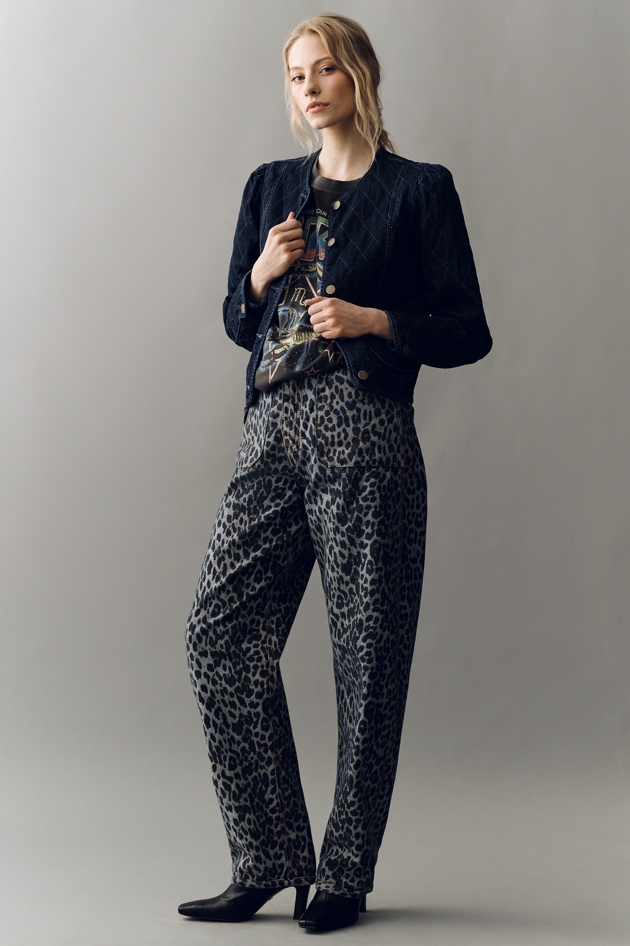 Dear John Kit Quilted Denim Puff Sleeve Jacket