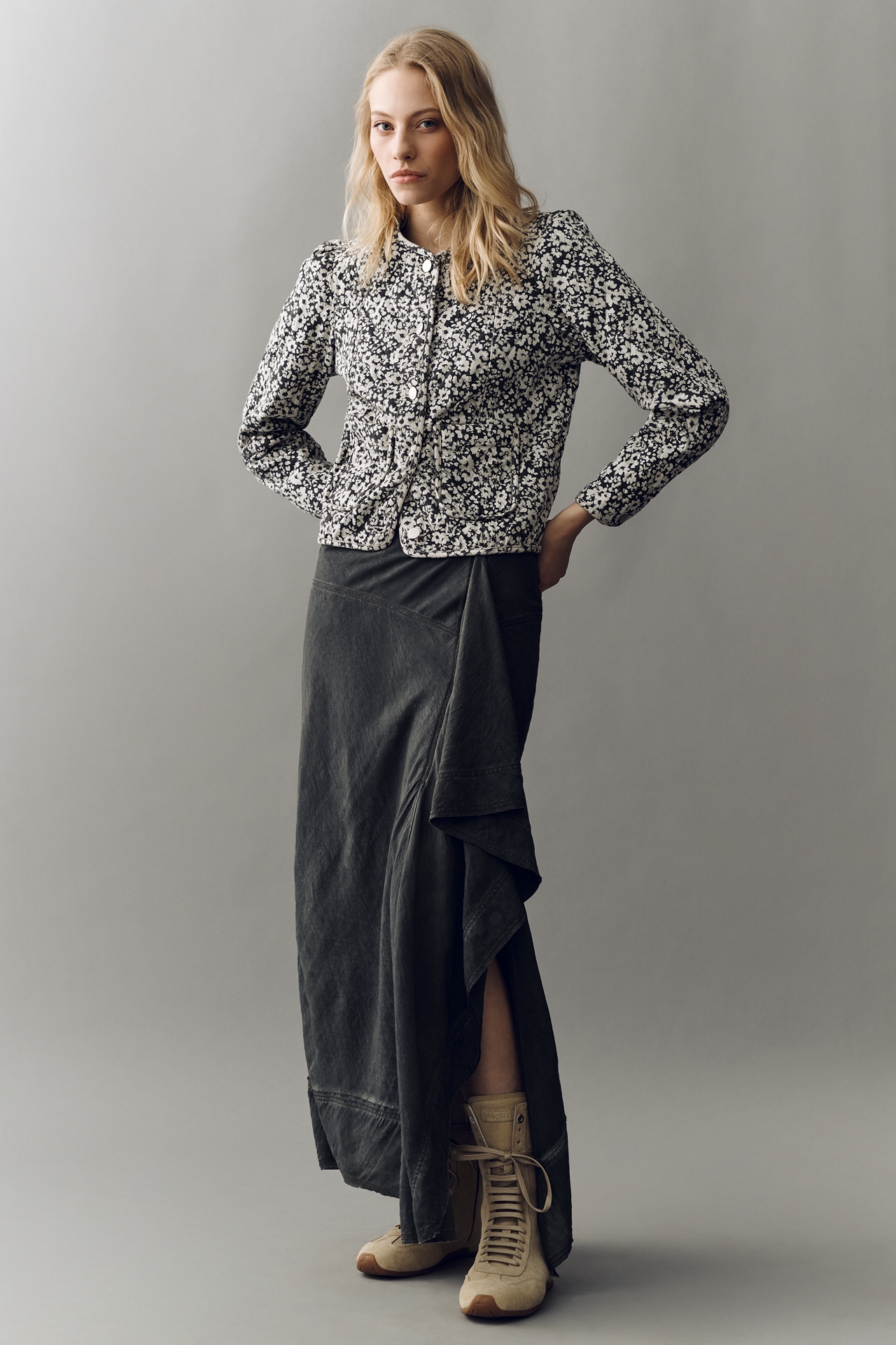 Dear John Kit Quilted Denim Puff Sleeve Jacket