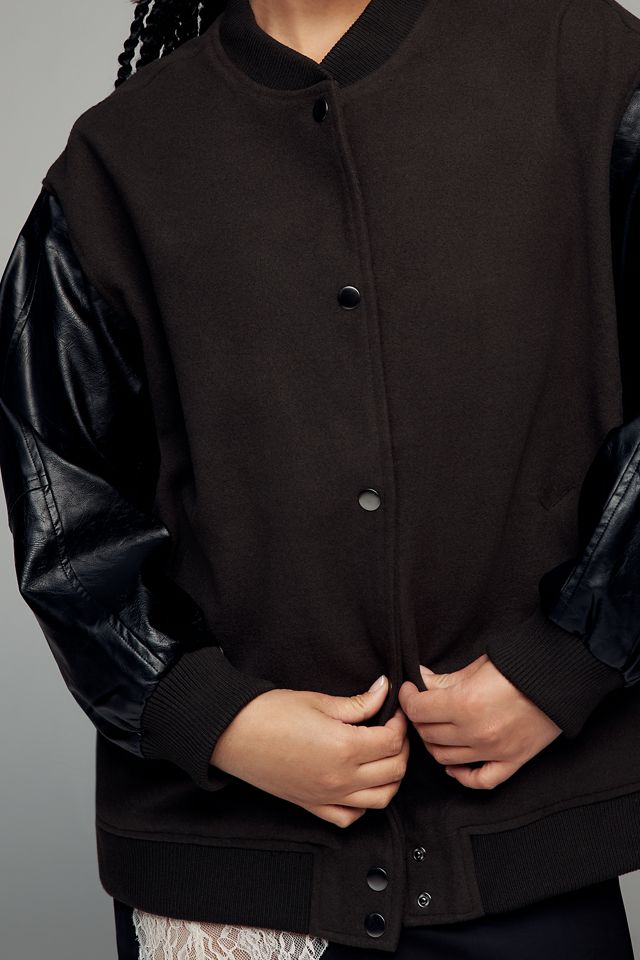 Sanctuary Plus Faux Leather Club Varsity Jacket #1