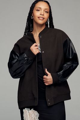 Sanctuary Plus Faux Leather Club Varsity Jacket