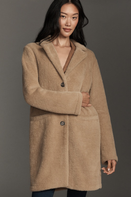 Sanctuary Hometown Fuzzy Knit Coat Jacket In Brown